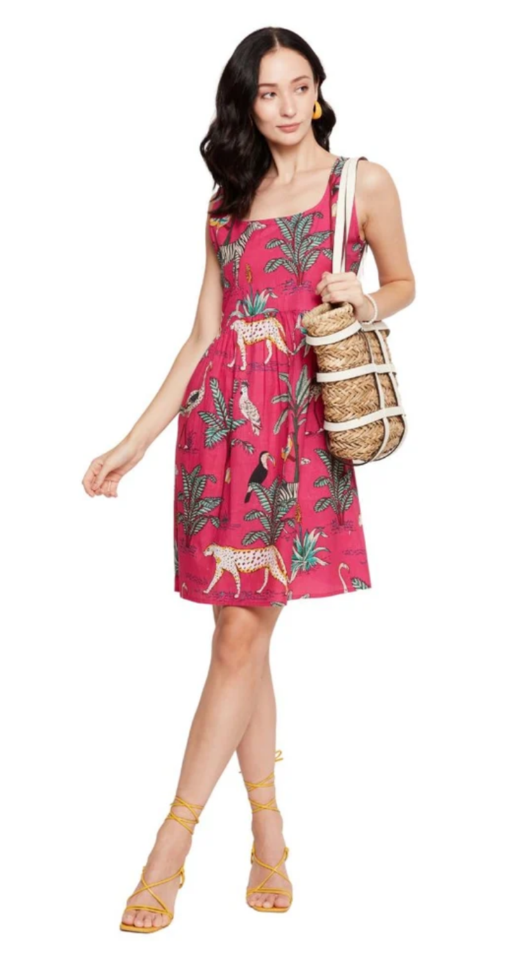 Pink Tropical Cotton Dress for Women S-XL | GypsieBlu