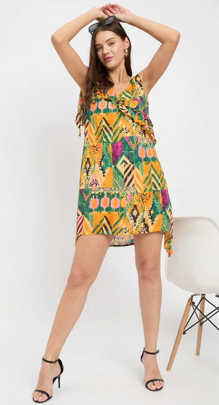Multicolor Abstract Rayon Dress for Women S-XL Sleeveless | GypsieBlu