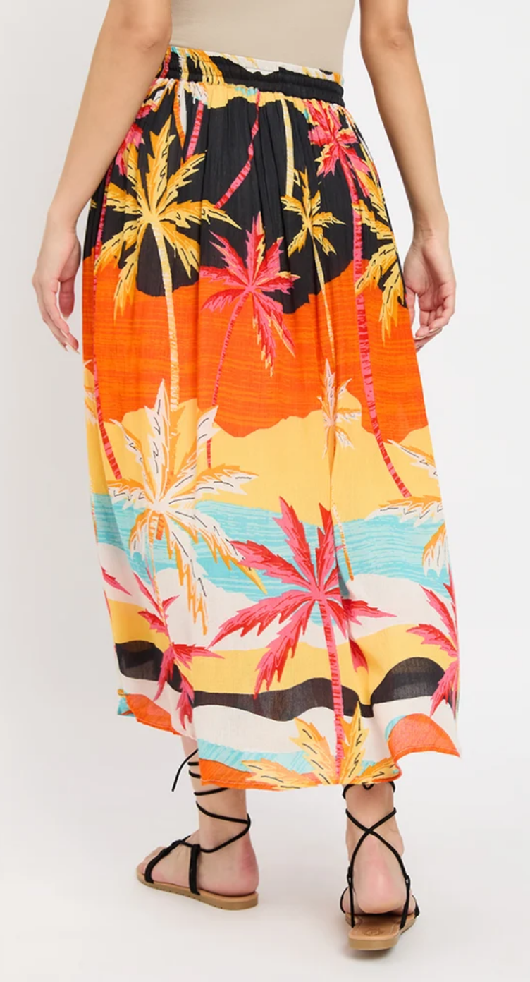 Orange Palm Tree Beach Scenic Rayon Skirt for Women S-XL | GypsieBlu