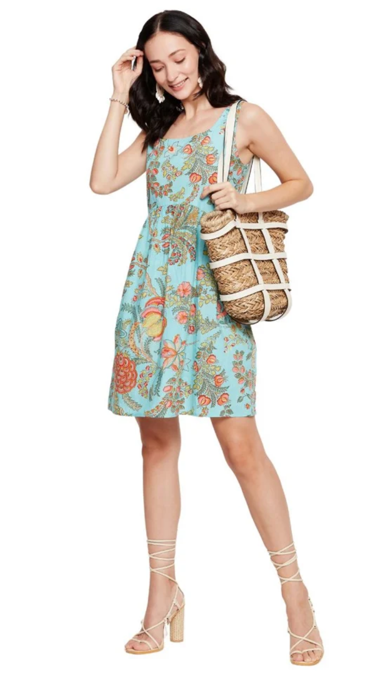 Light Sky Blue Floral Cotton Dress for Women S-XL | GypsieBlu