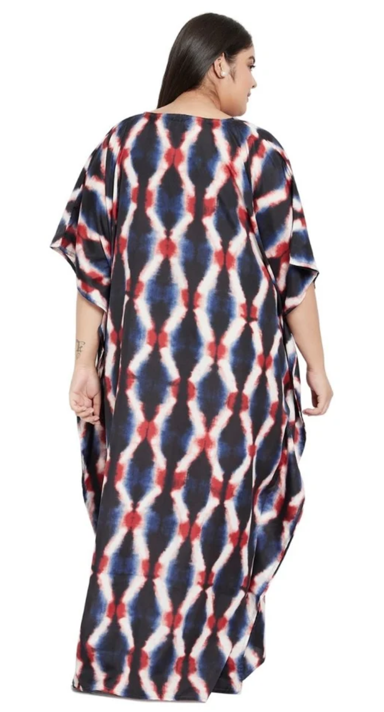 Black Dye Diamond Polyester Plus Size Kaftan for Women 1X-3X | GypsieBlu