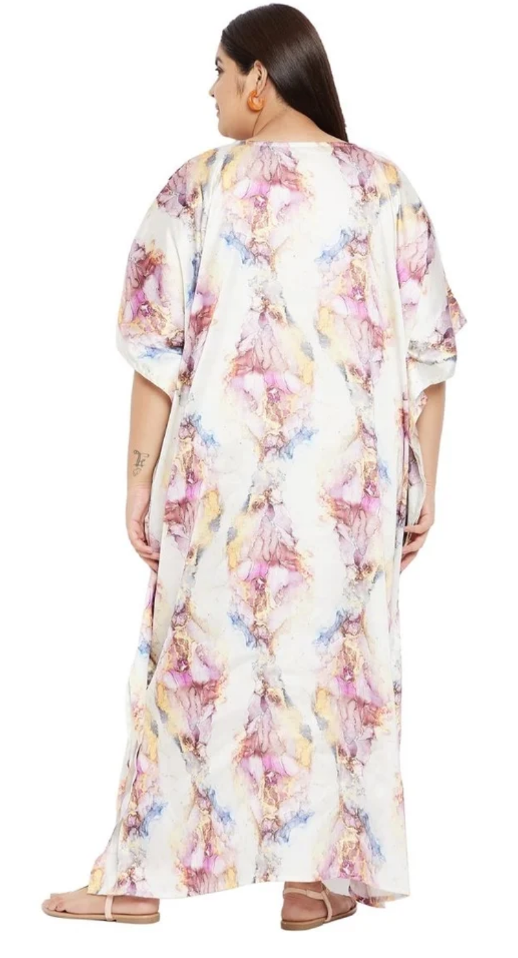 Multicolor Pastel Watercolor Plus Size Kaftan for Women 1X-3X | GypsieBlu