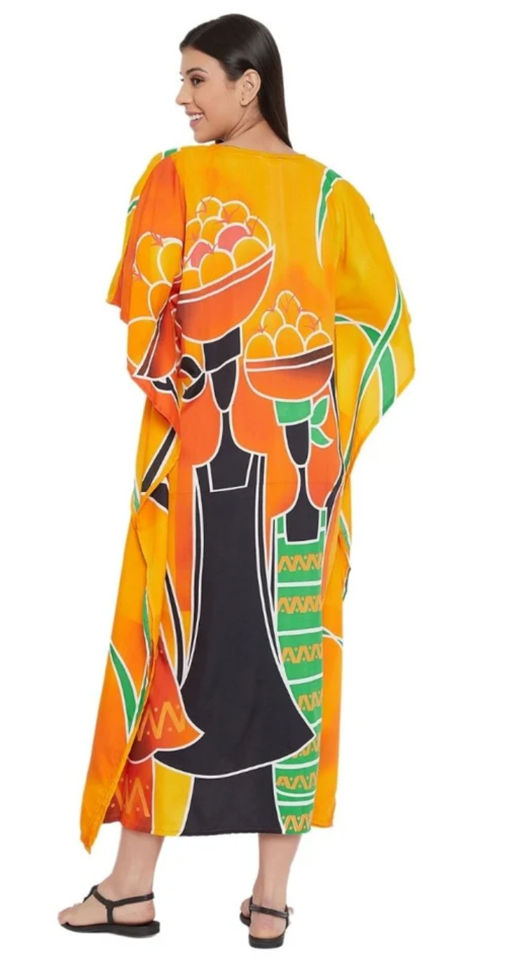 Gold African Woman Polyester Plus Size Kaftan for Women 1X-3X | GypsieBlu
