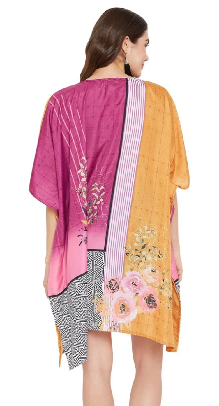 Pink Ombre Floral Polyester Plus Size Tunic for Women 1X-3X | GypsieBlu