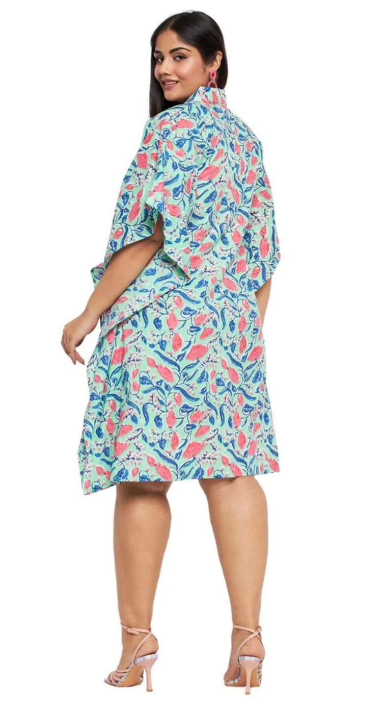 Green Floral Cotton Plus Size Tunic for Women 1X-3X | GypsieBlu