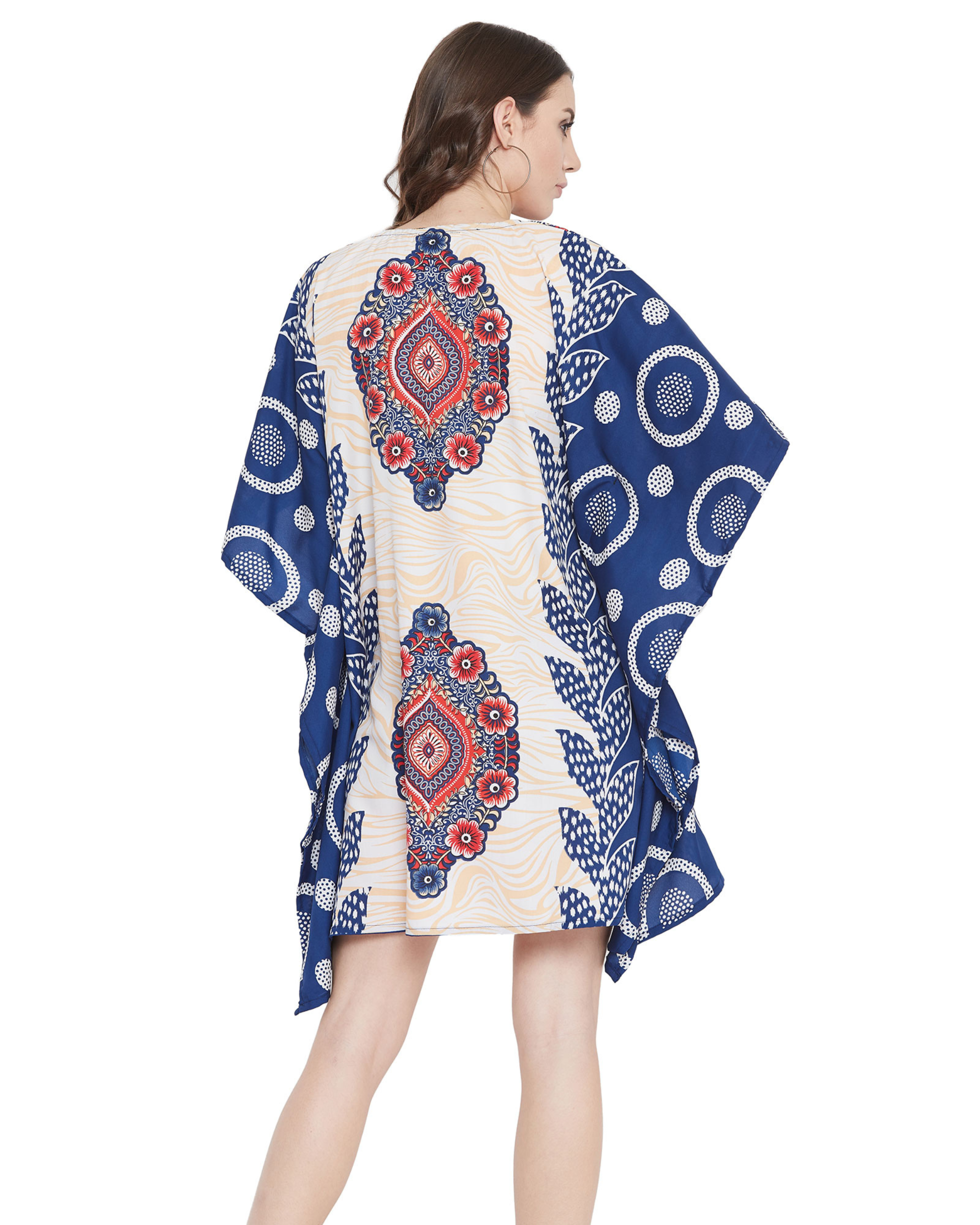 Tribal Polyester Plus Size Short Caftan for Women
