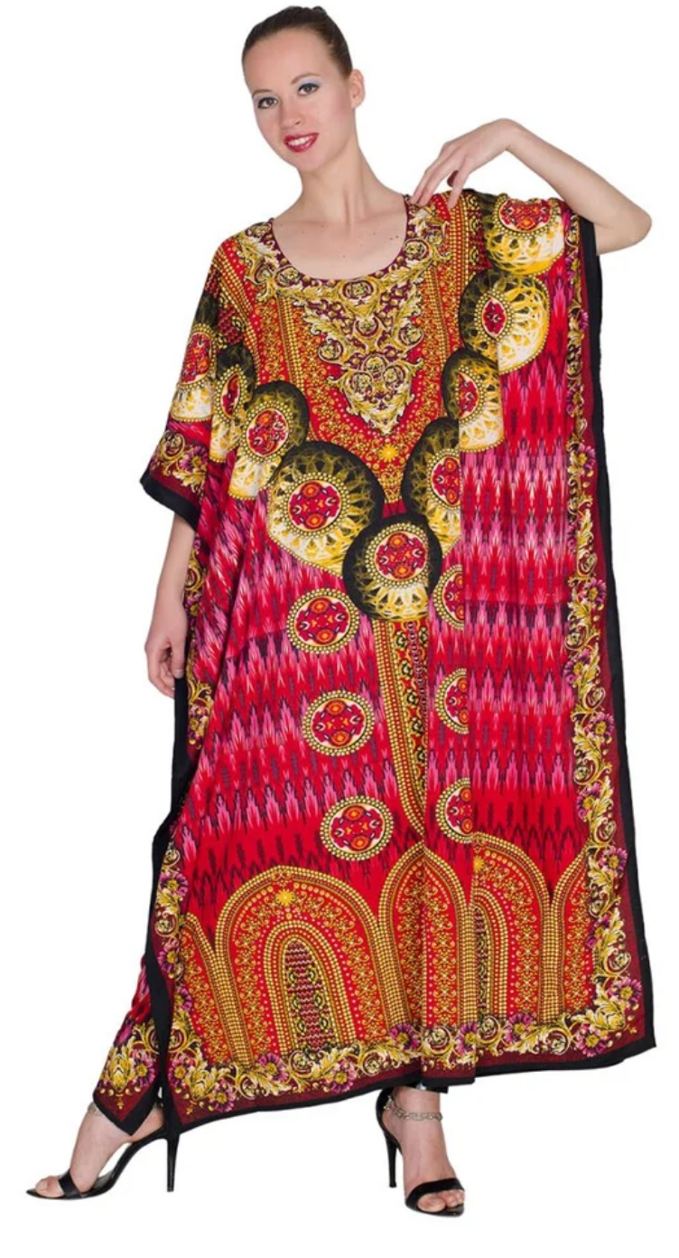 Multicolor Medallion Arch Polyester Plus Size Kaftan for Women 1X-3X | GypsieBlu