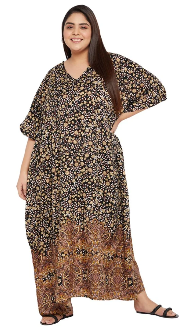 Floral Ditsy Polyester Plus Size Kaftan for Women 1X-3X | GypsieBlu