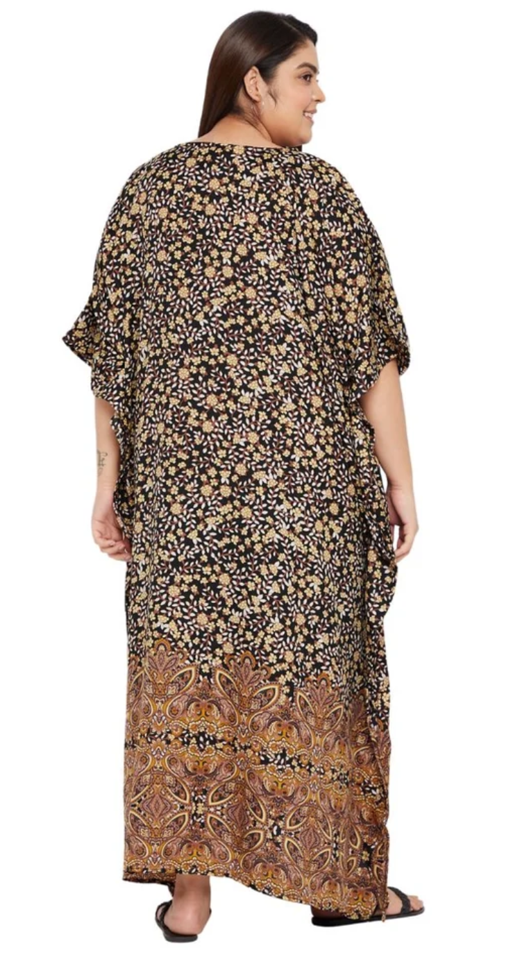 Floral Ditsy Polyester Plus Size Kaftan for Women 1X-3X | GypsieBlu