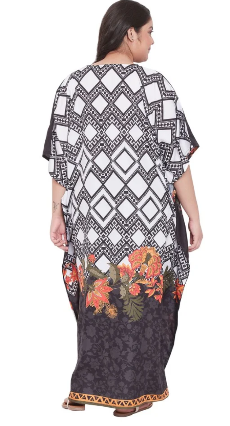 Floral Autumn Polyester Plus Size Kaftan for Women 1X-3X | GypsieBlu