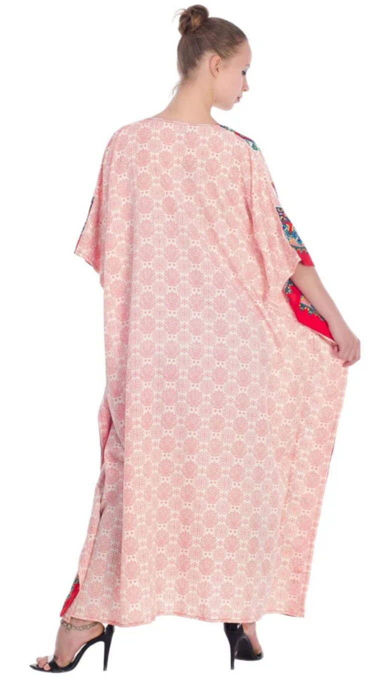 Light Pink Medallion Mandala Plus Size Kaftan for Women 1X-3X | GypsieBlu