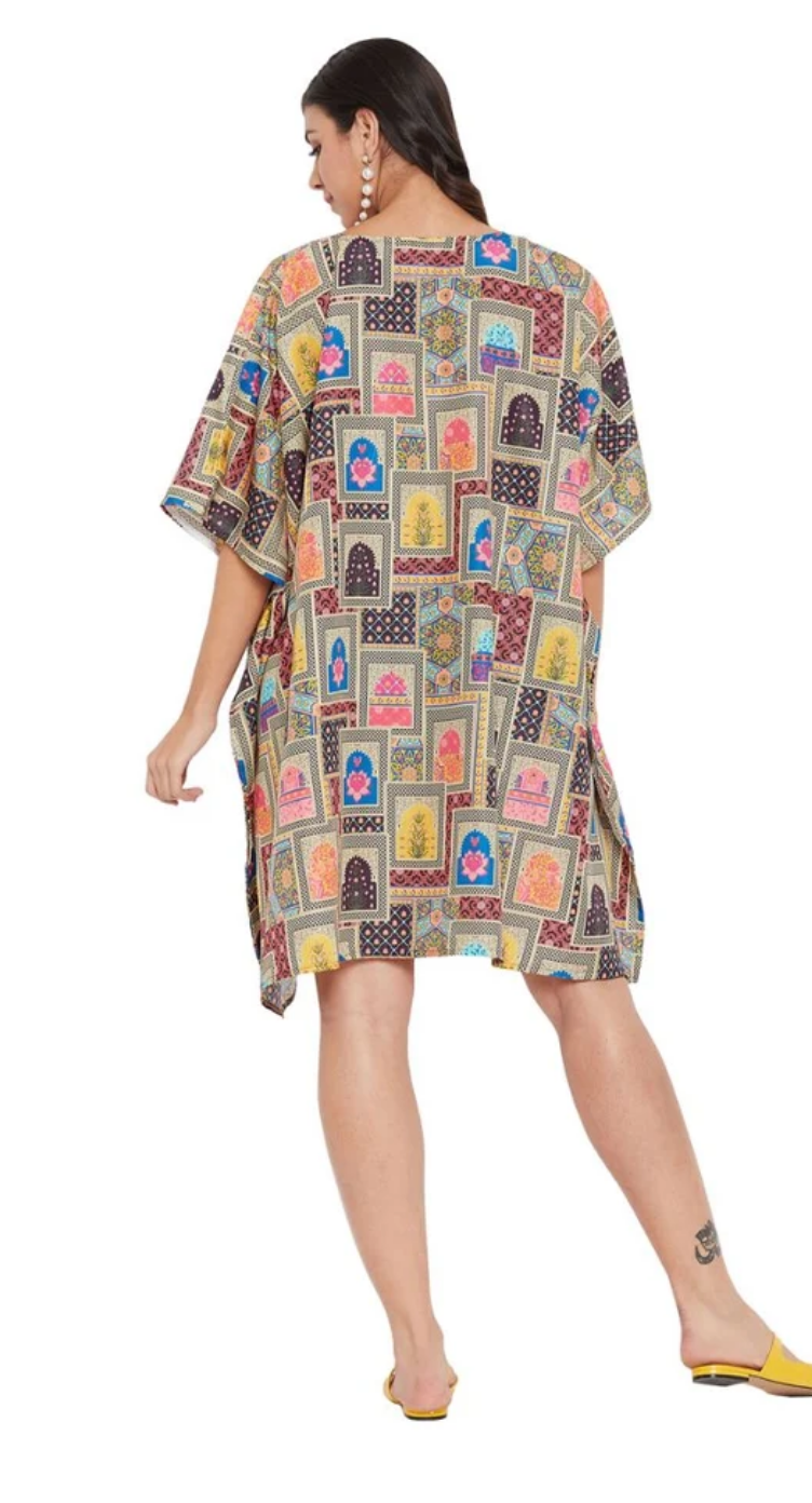 Multicolor Moroccan Mosaic Polyester Plus Size Tunic for Women 1X-3X | GypsieBlu