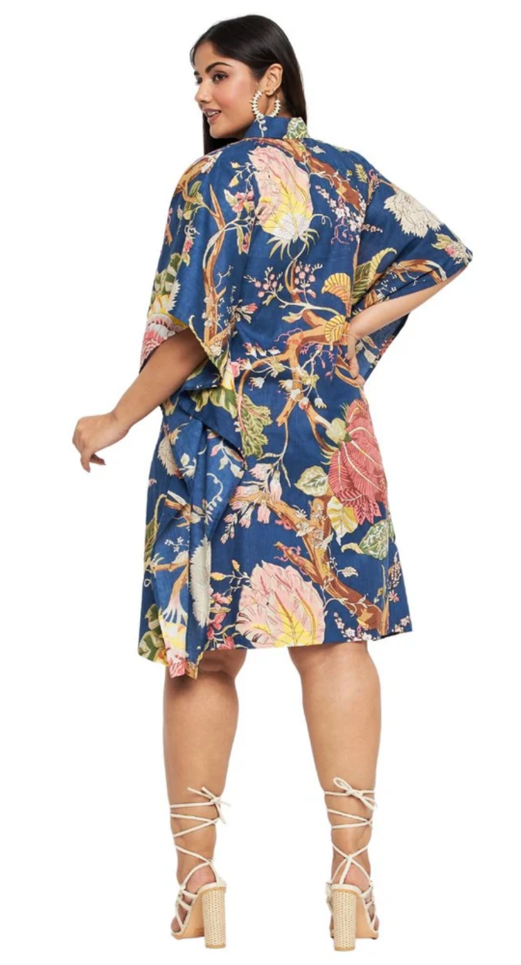 Navy Floral Cotton Plus Size Tunic for Women 1X-3X | GypsieBlu