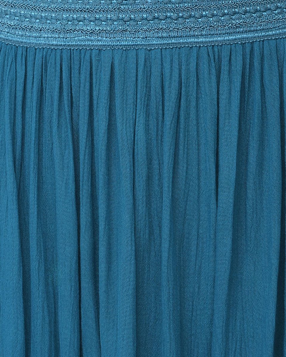 Dashing Look Teal Solid Rayon Gauze Pattern Skirt For Women