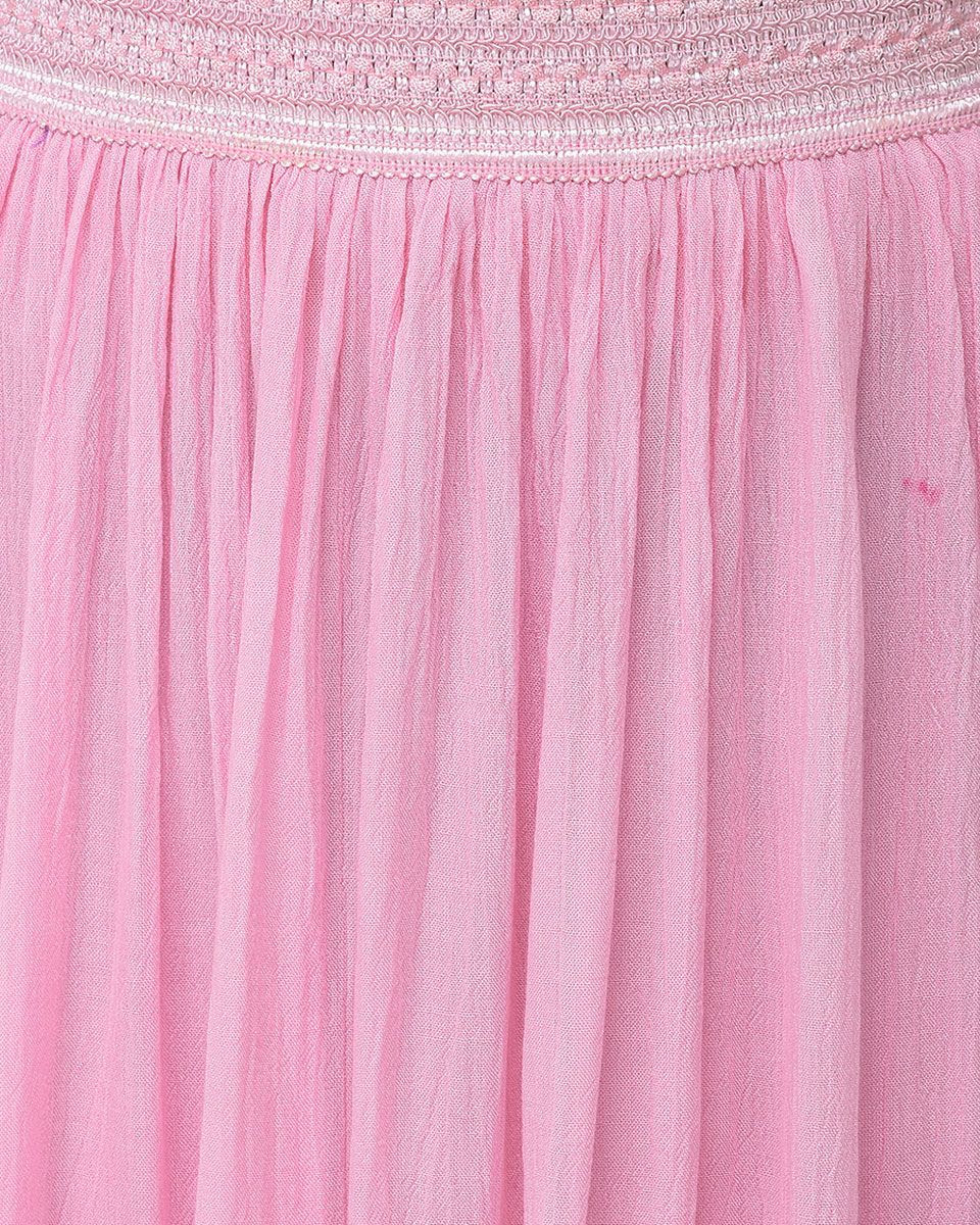 Pink Solid Rayon Gauze Pattern Skirt For Women