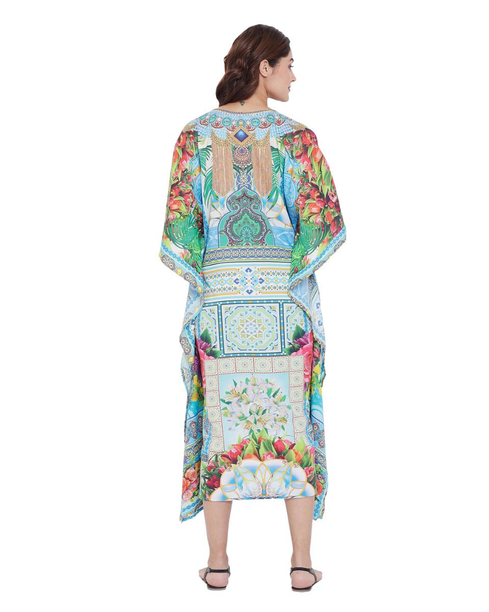 Maxi Kaftan Digital Printed Polyester Dress For Plus Size Women