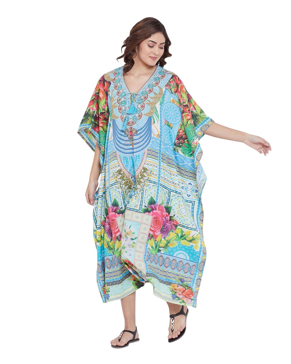 Maxi Kaftan Digital Printed Polyester Dress For Plus Size Women