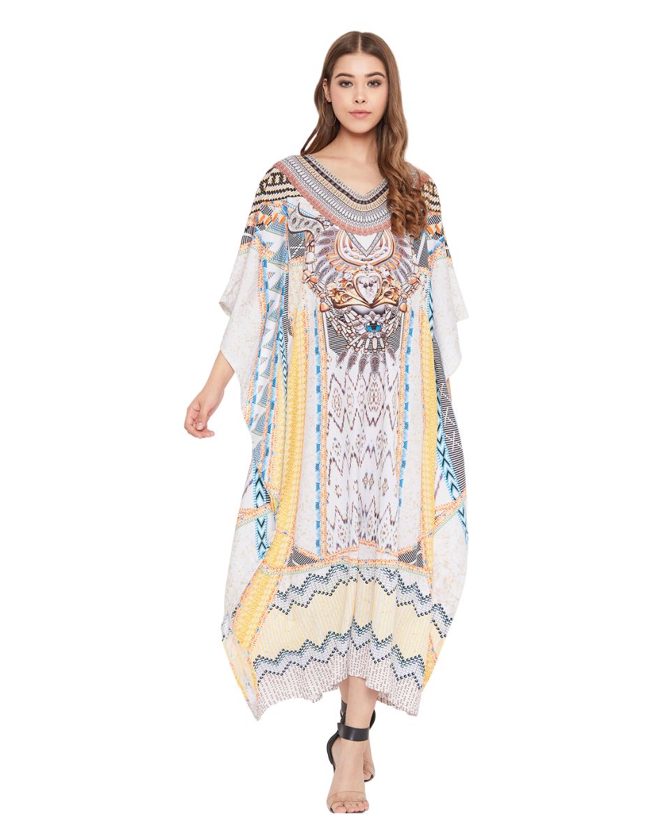 multicolor kimono sleeve long dress