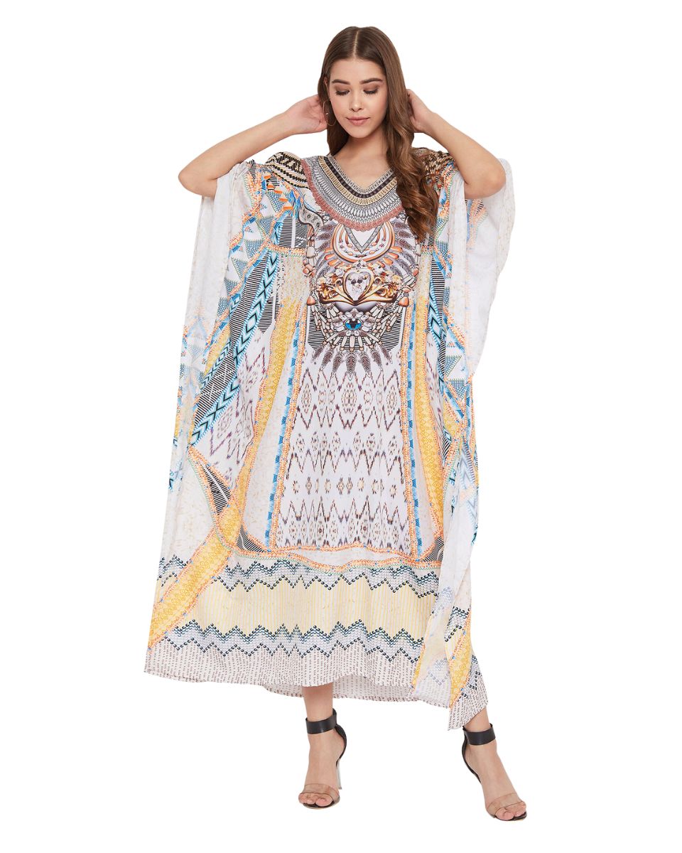 Boho Multicolor Sundress Kimono Polyester Kaftan For Plus Size Women