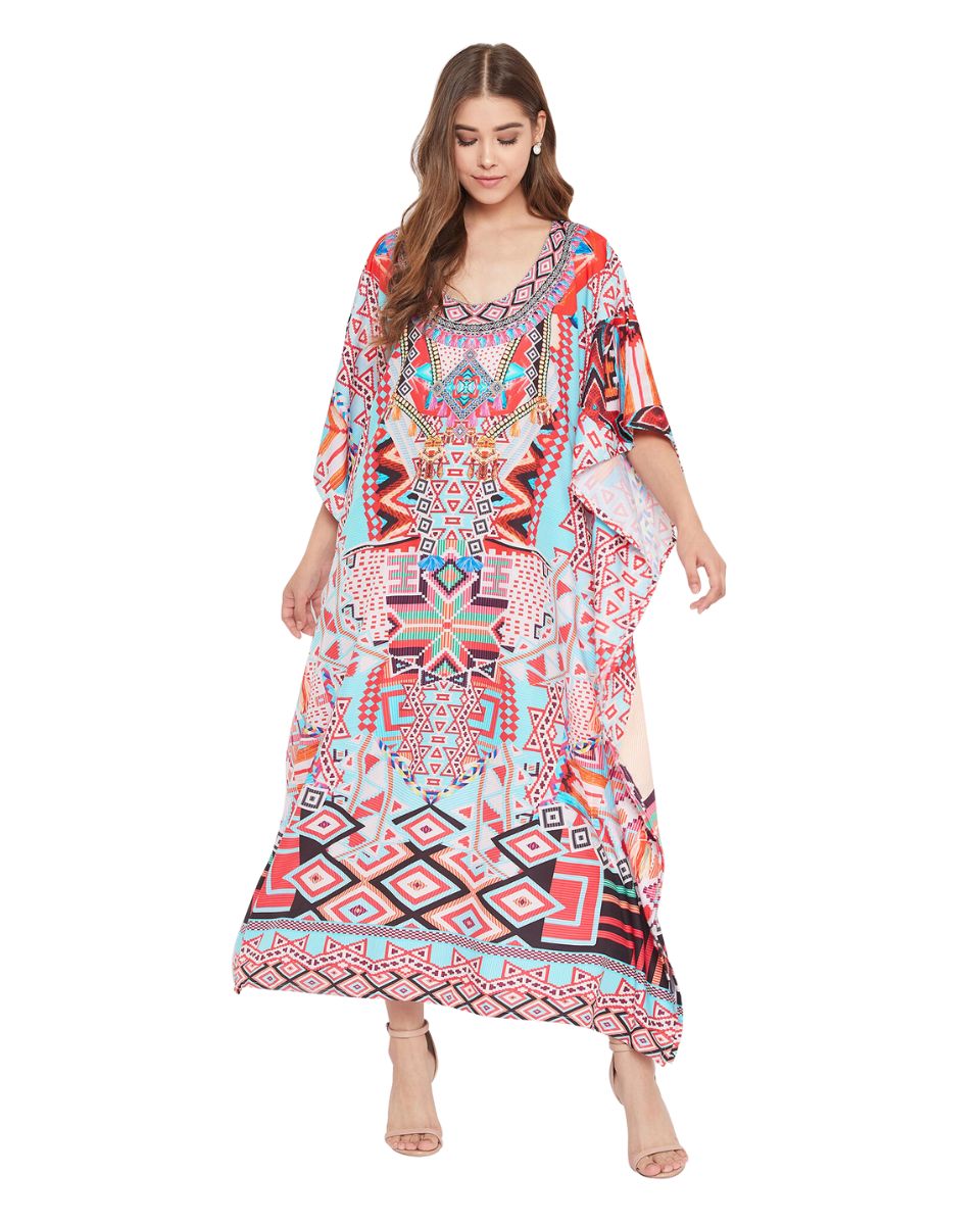 Boho Multicolor Sundress Kimono Summer Kaftan For Plus Size Women