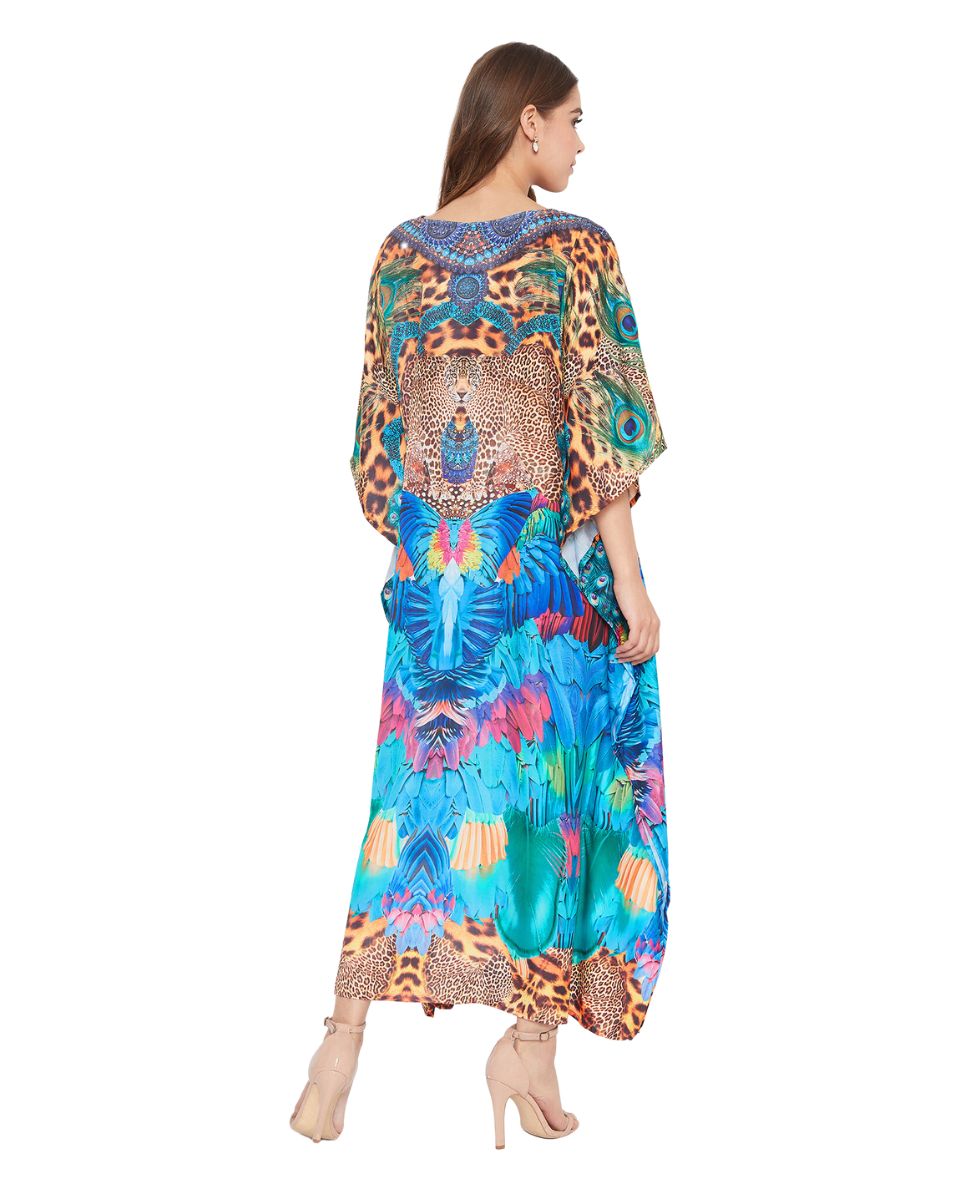 Stylish Leopard Resort Wear Polyester Kaftan For Plus Size Women