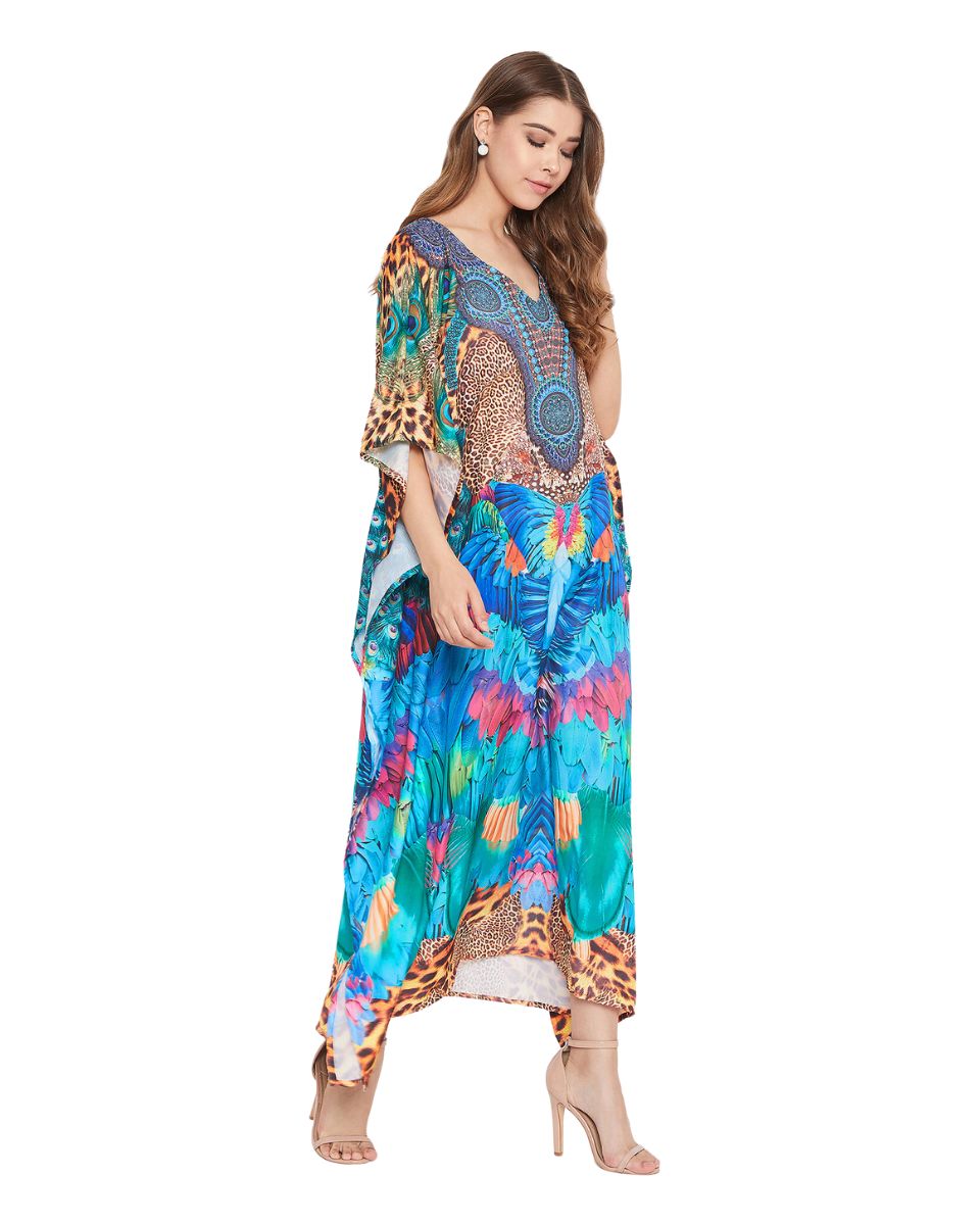 Stylish Leopard Resort Wear Polyester Kaftan For Plus Size Women