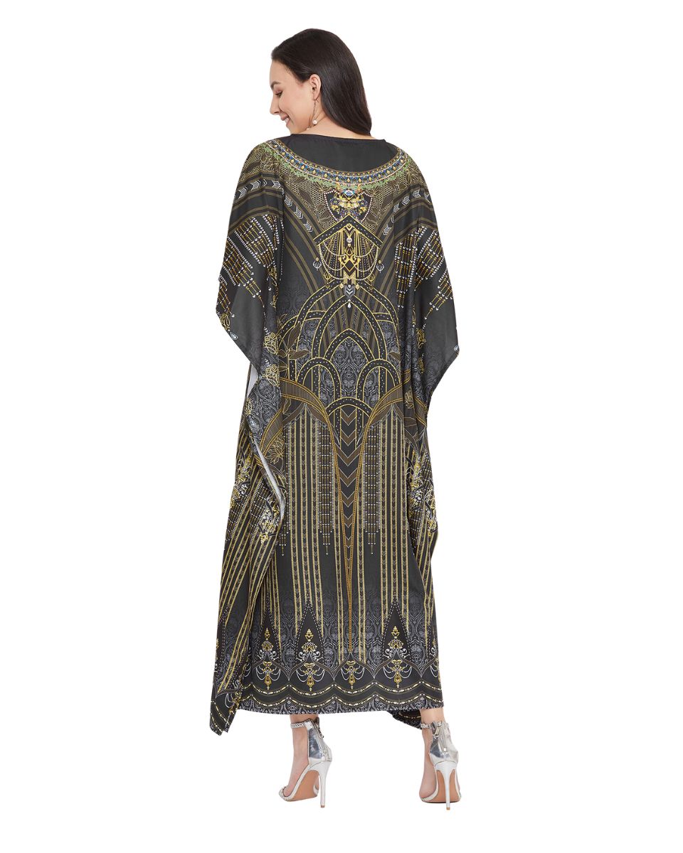 Digital Printed Kimono Sleeve Maxi Kaftan For Plus Size Women