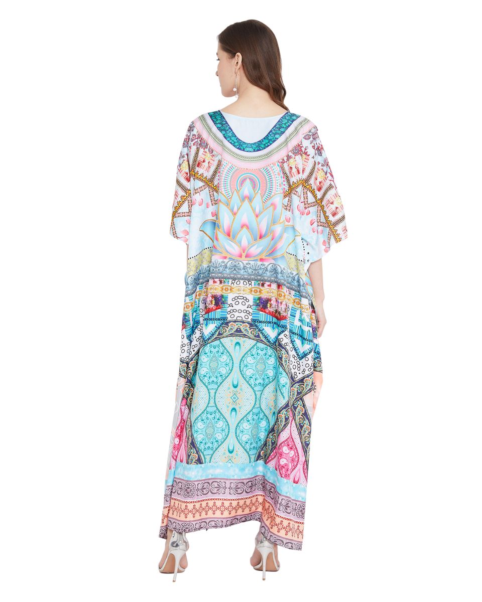 Kaftan Multicolor Paisley Polyester Maxi For Plus Size Women