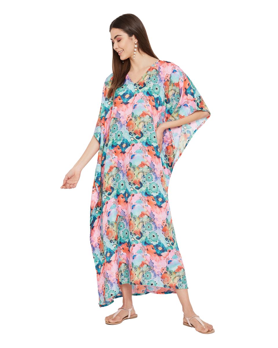 Women Multicolor Polyester Plus Size Caftan