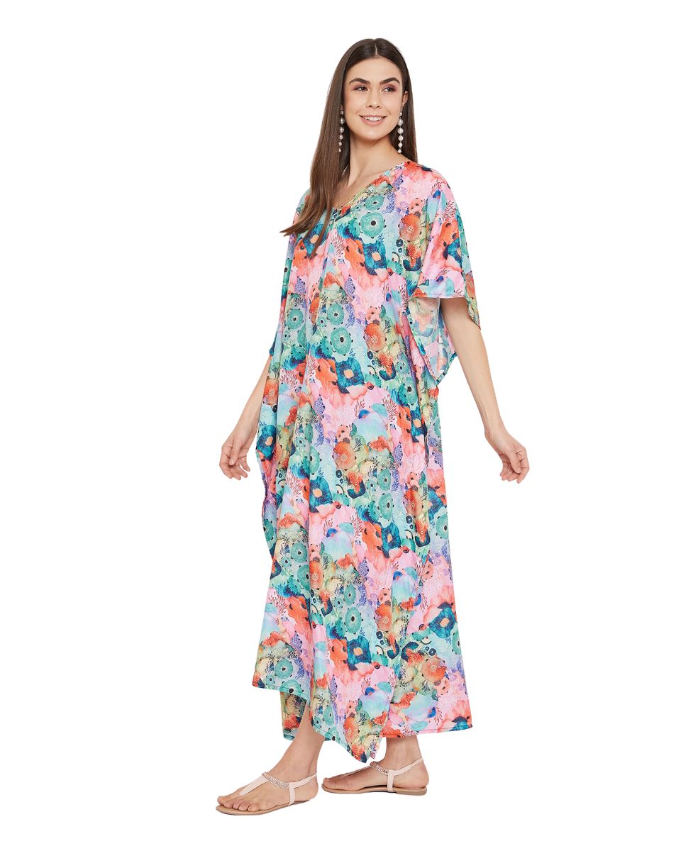 Women Multicolor Polyester Plus Size Caftan