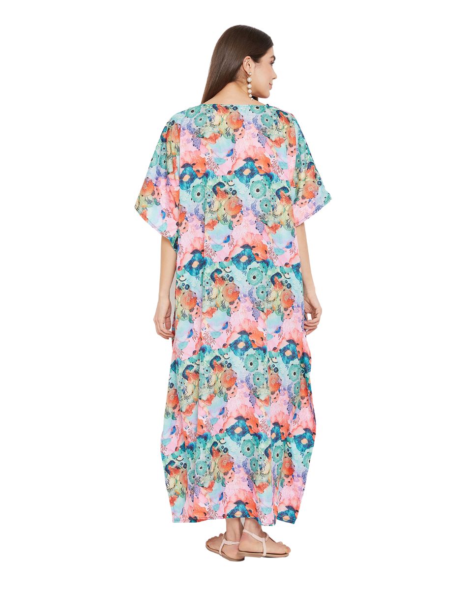 Women Multicolor Polyester Plus Size Caftan