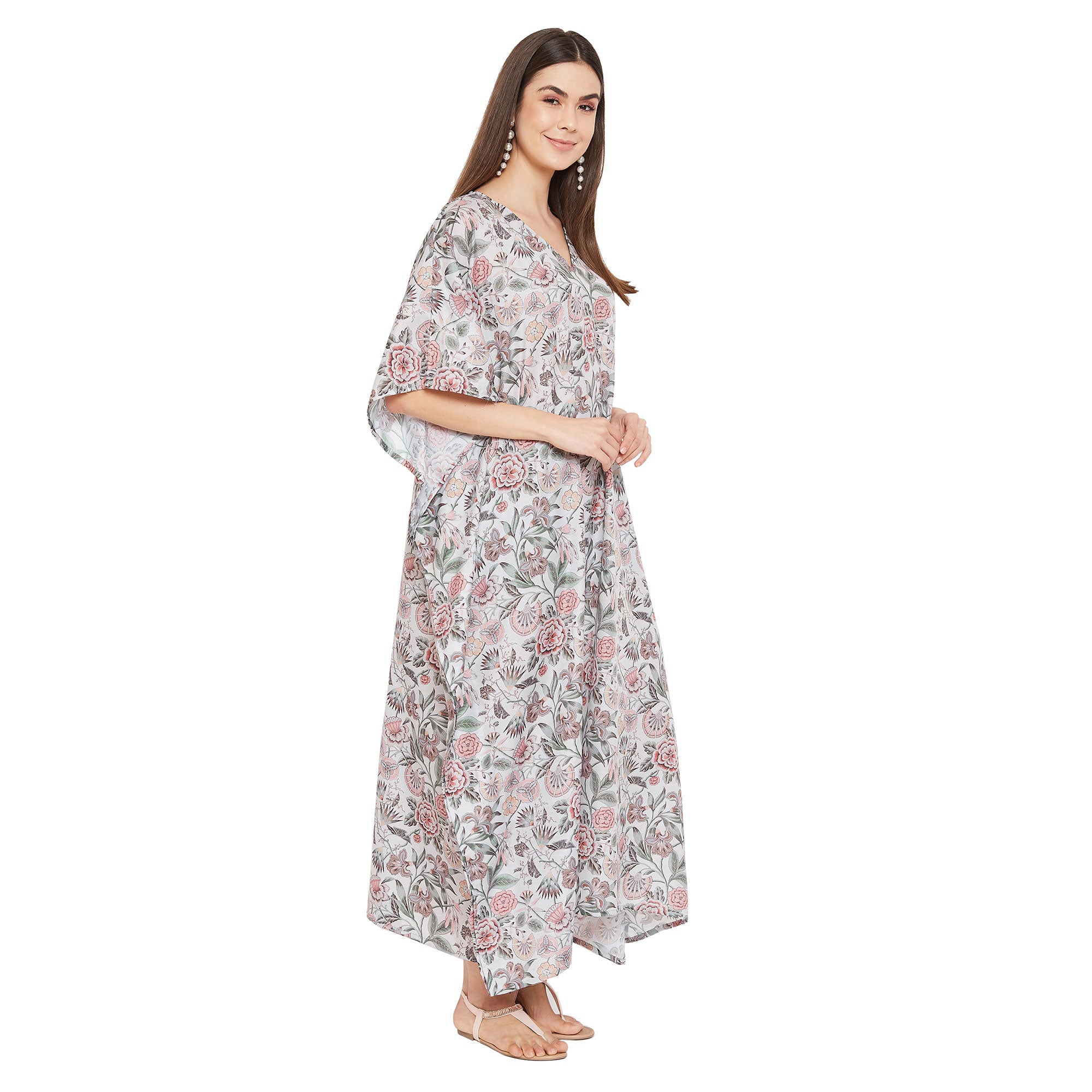 Floral Polyester Resort Wear Kaftan For Plus Size Women