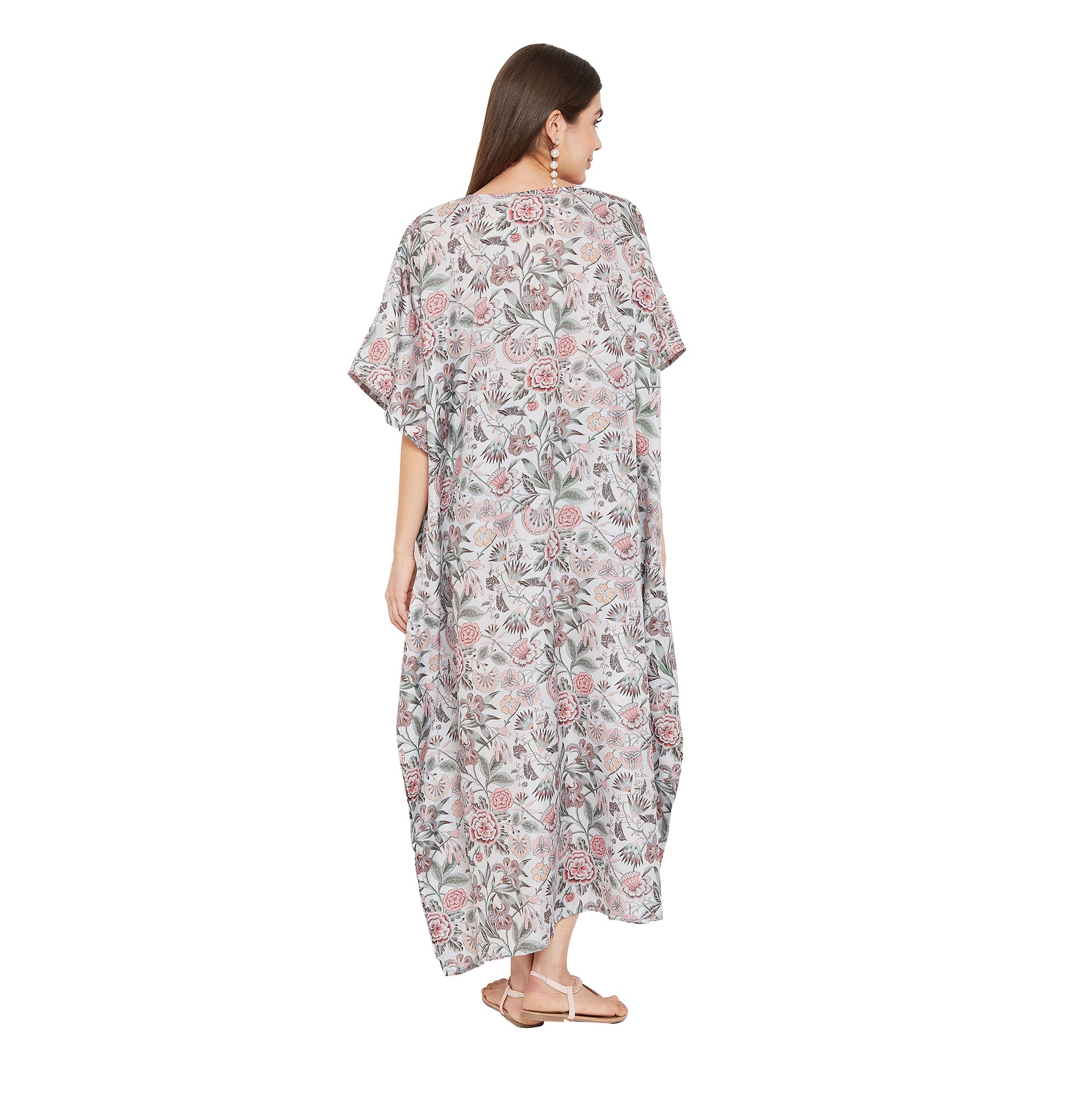 Floral Polyester Resort Wear Kaftan For Plus Size Women