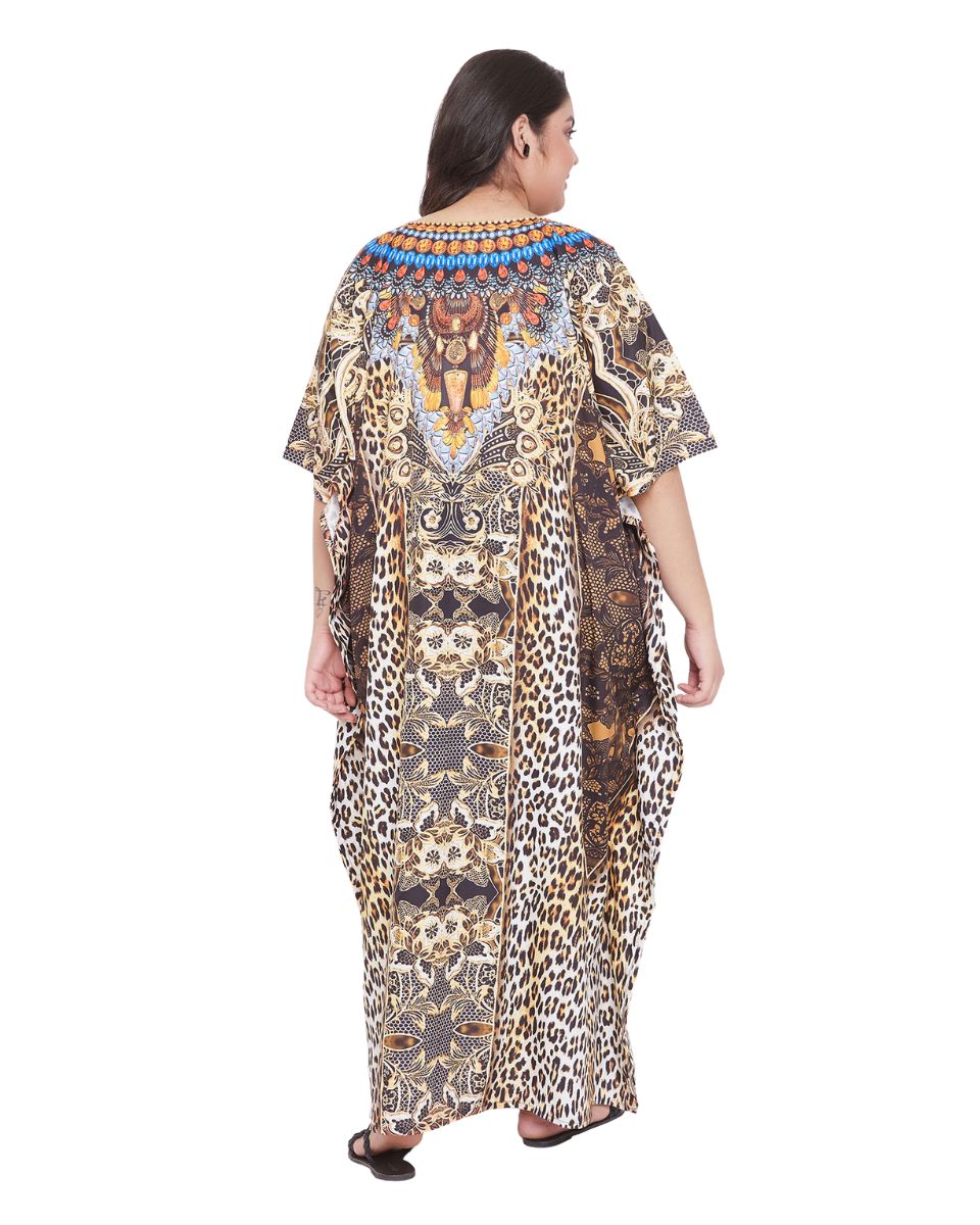 Leopard Pattern Polyester Kaftan For Plus Size Women