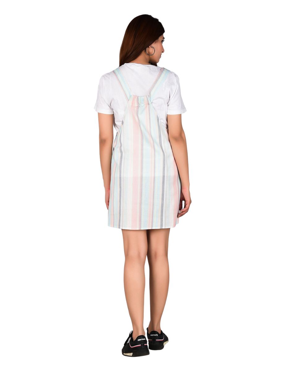 Cotton Striped Pattern Short Party Dress For Women