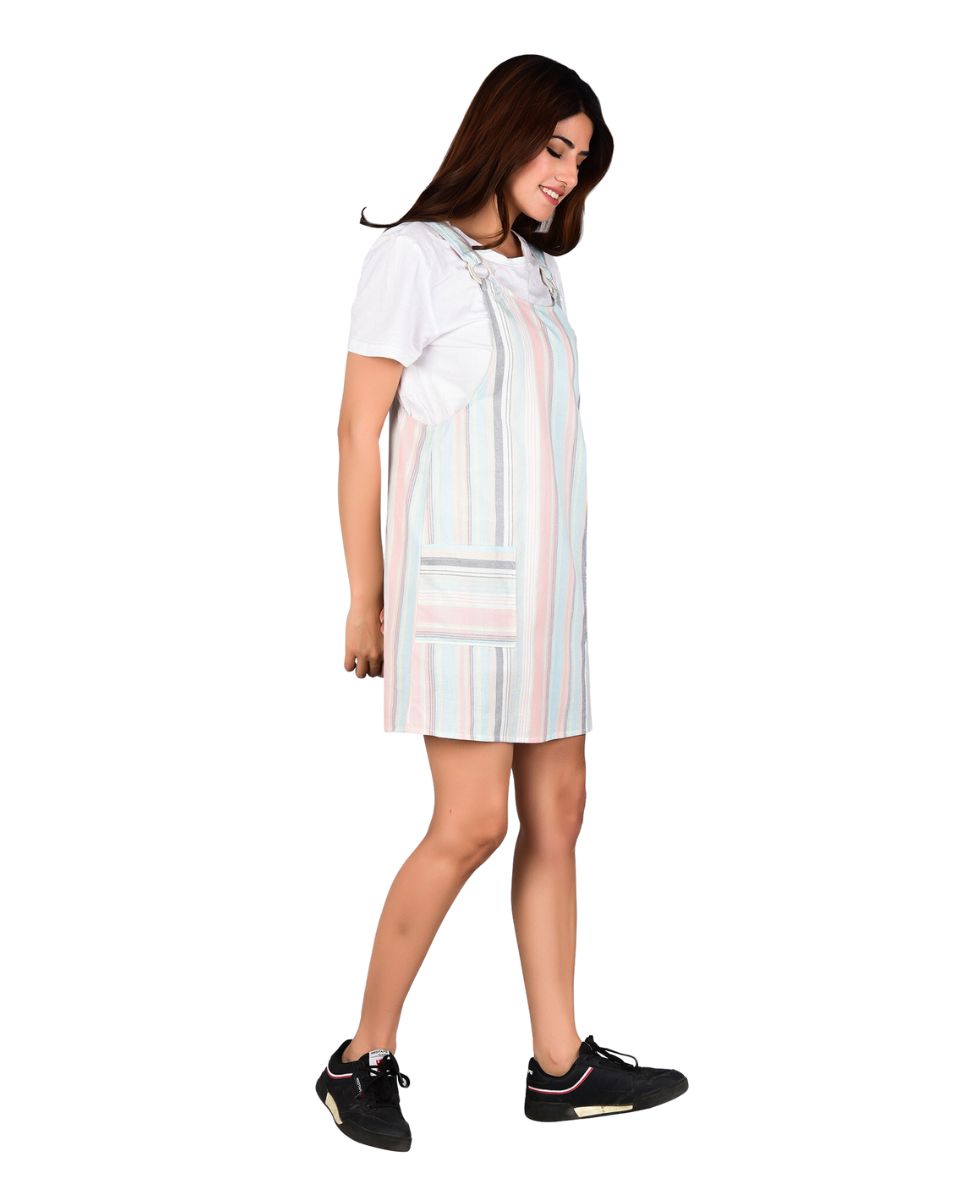 Cotton Striped Pattern Short Party Dress For Women