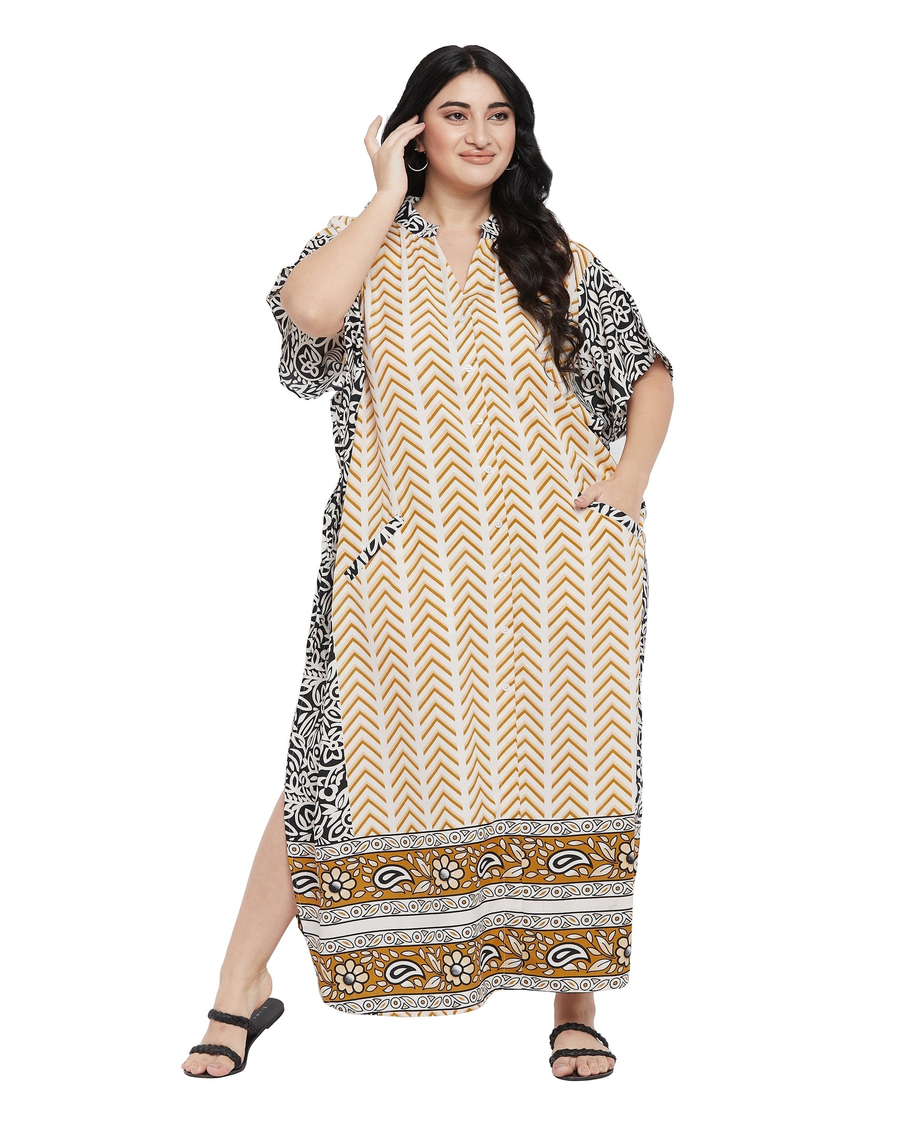 Gypsie Blu Women Flowy Plus Size Polyester Kaftan