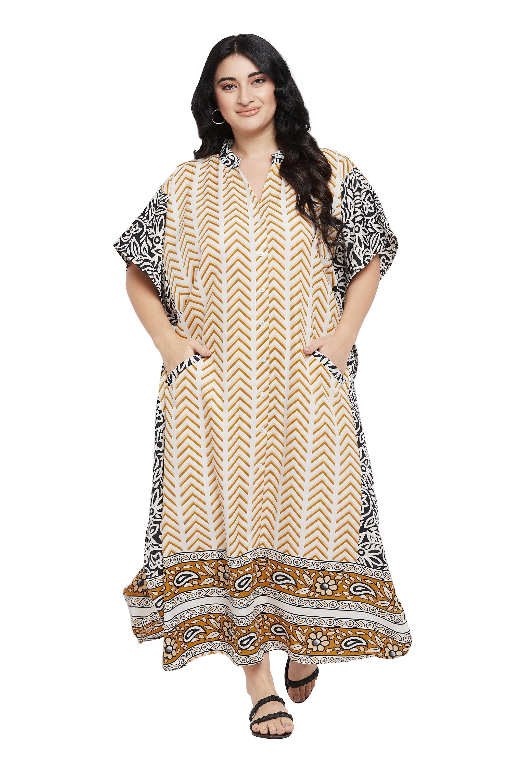 Gypsie Blu Women Flowy Plus Size Polyester Kaftan