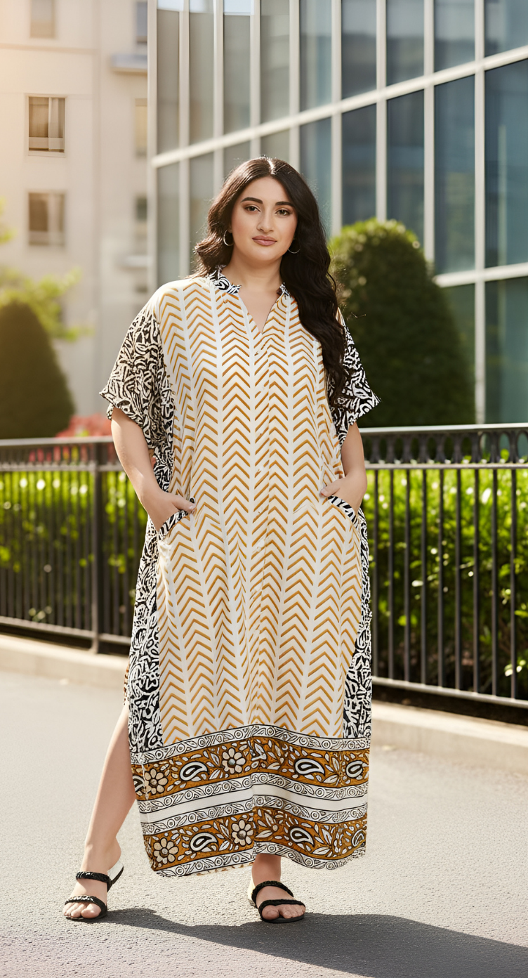 Gypsie Blu Women Flowy Plus Size Polyester Kaftan