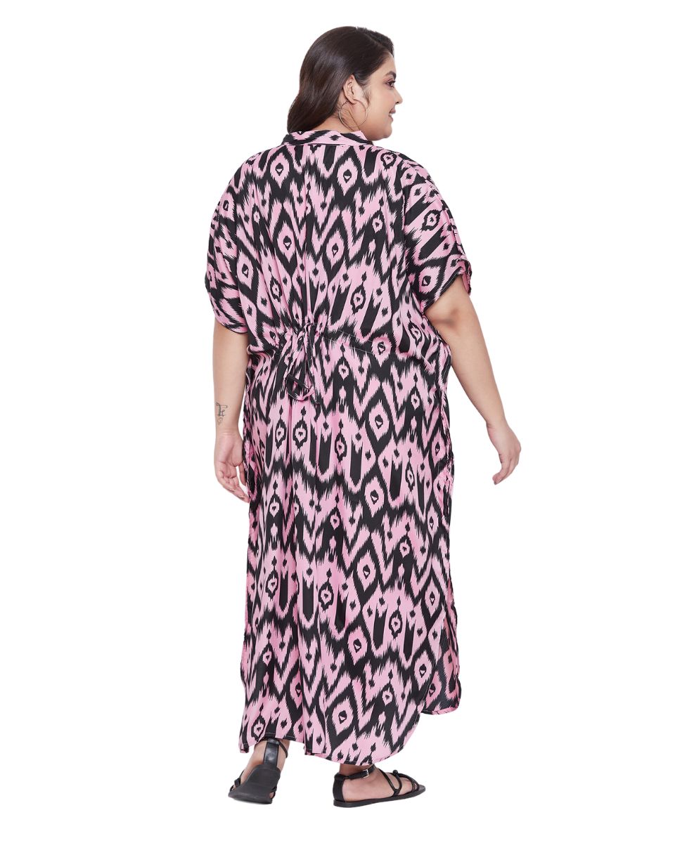 Zig-Zag Multicolor Polyester Kaftan For Plus Size Women