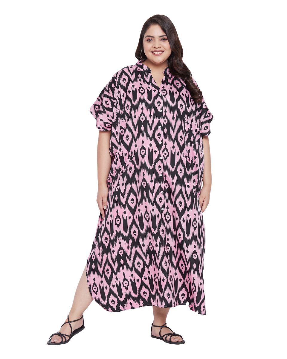 Zig-Zag Multicolor Polyester Kaftan For Plus Size Women