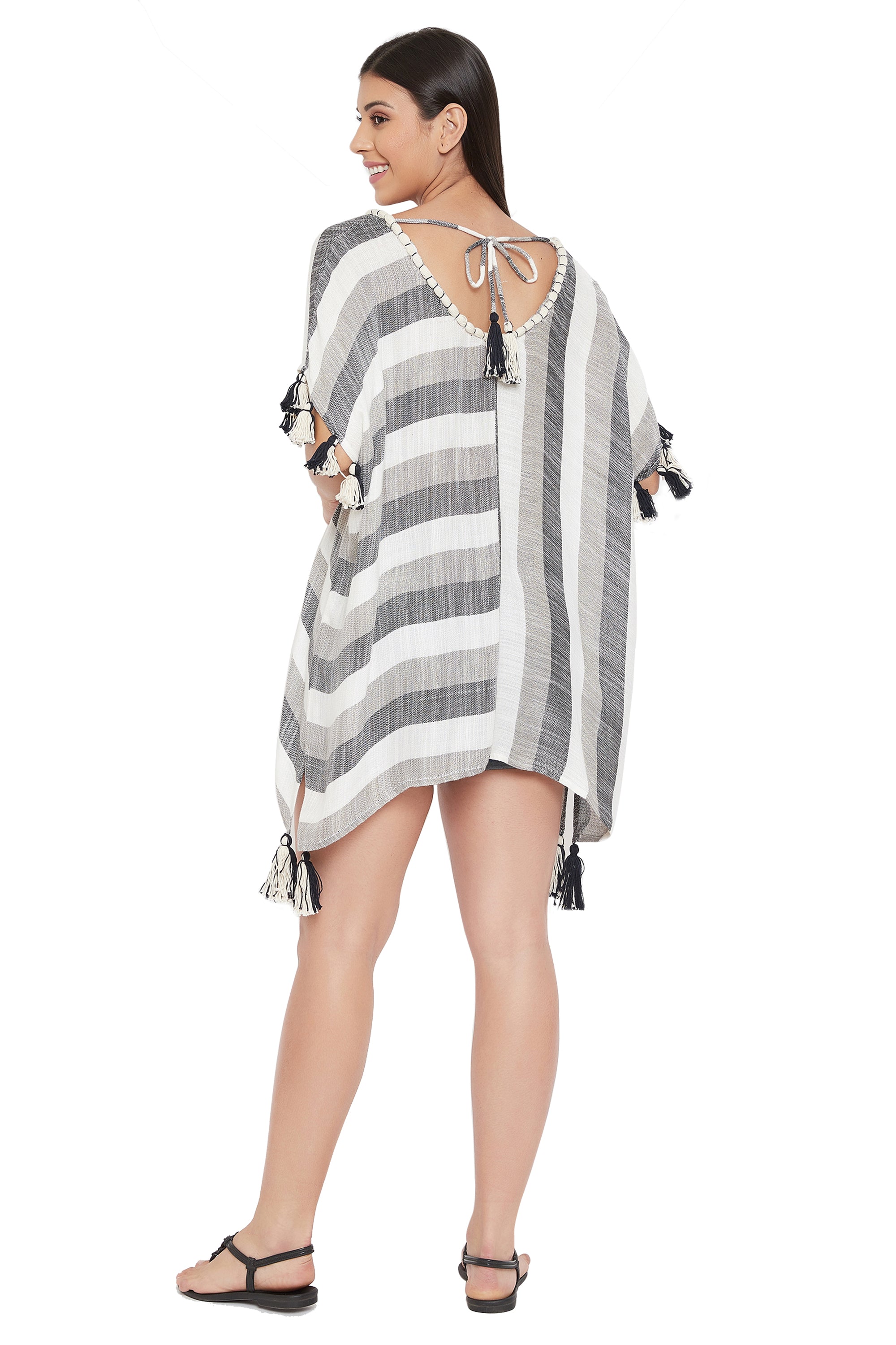 Stripe Printed Rayon Swimsuit Beach Cover Ups for Women