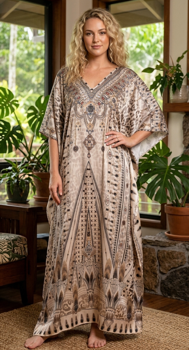 Beige Kaftan Dress Plus Size for Women