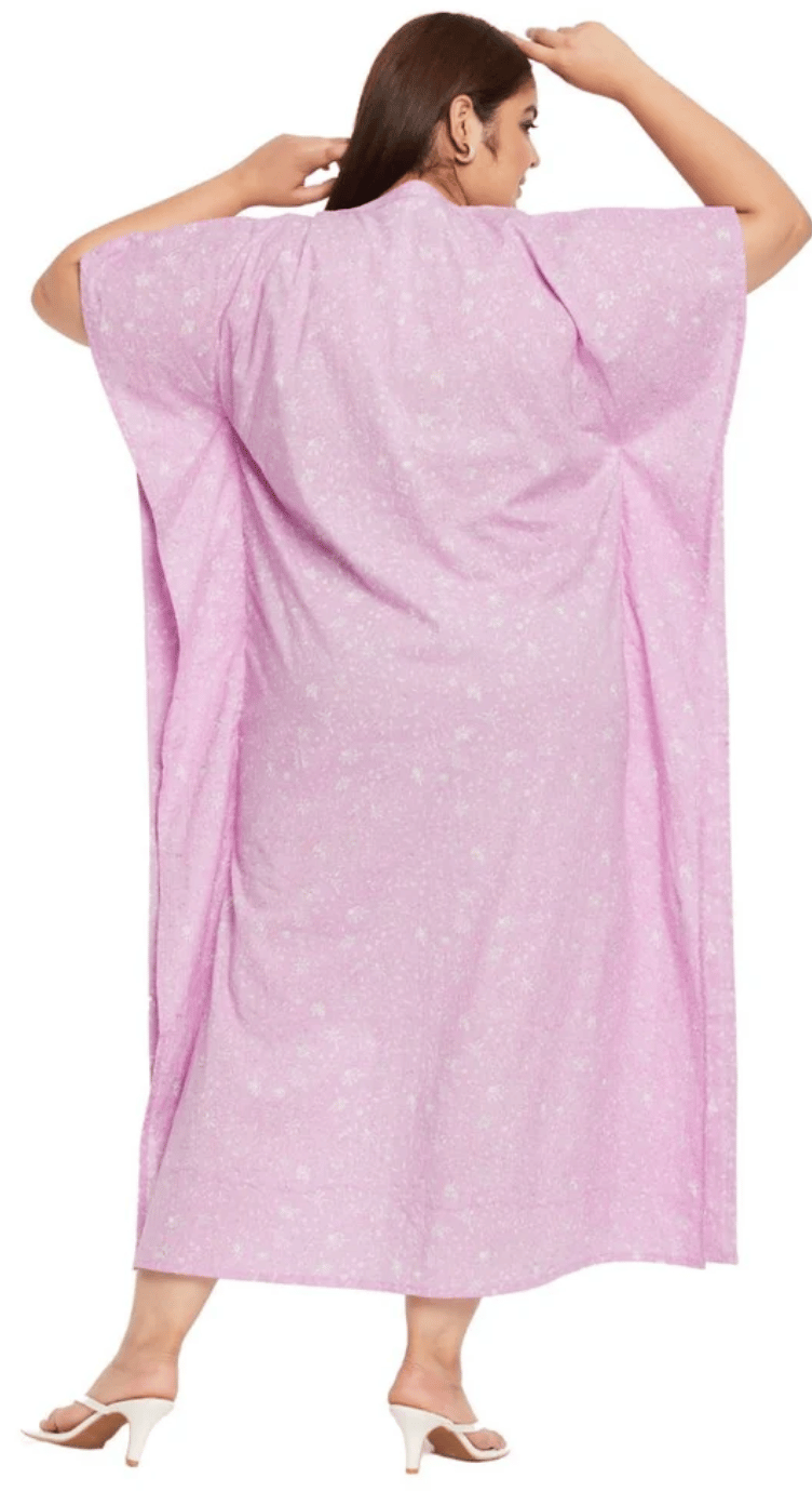 GypsieBlu Pink Plus Size Cotton Kaftan Dress for Women 3/4 Sleeve 1X-3X