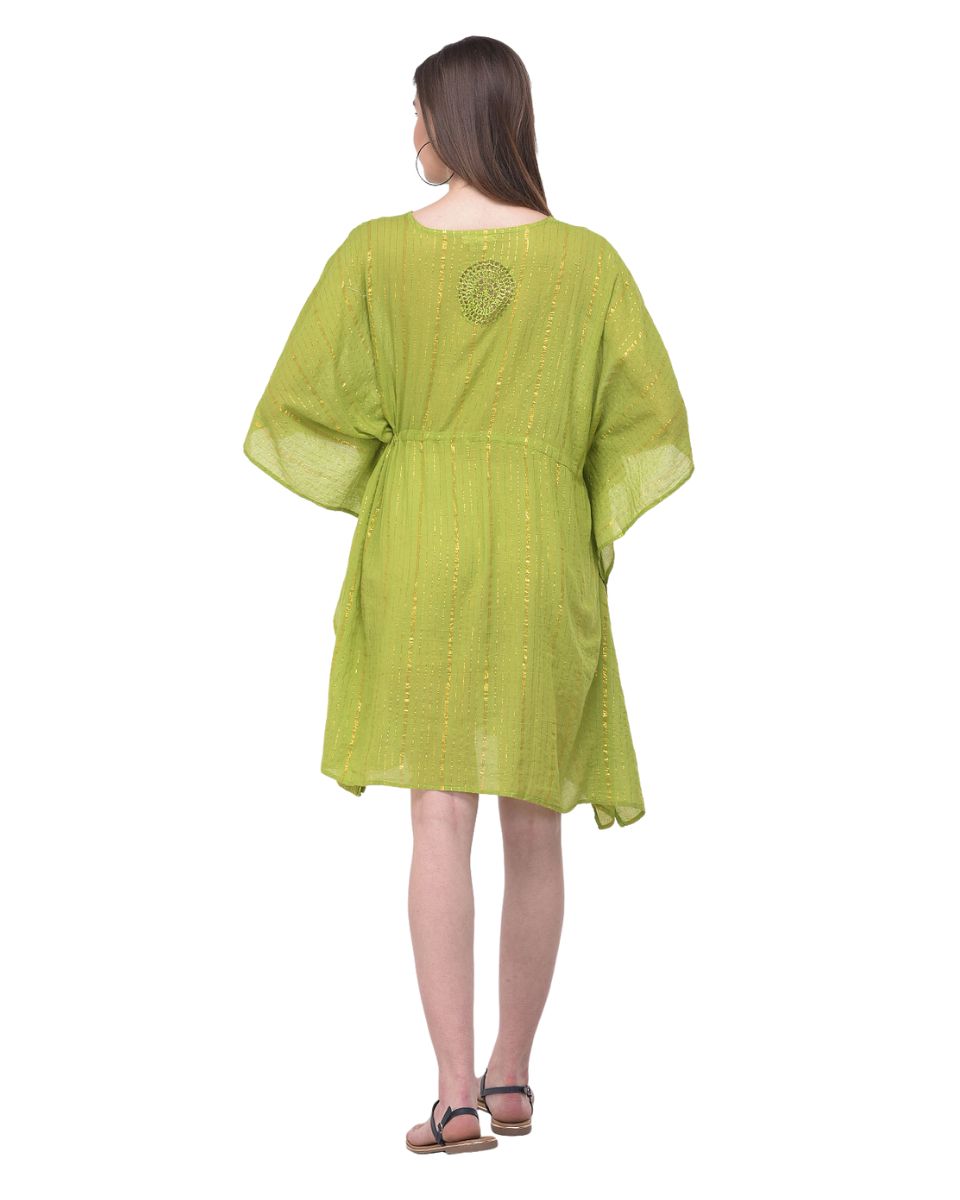 Green Adjustable Tunnel Waist V-Neck Summer Beach Cover-Up For Women