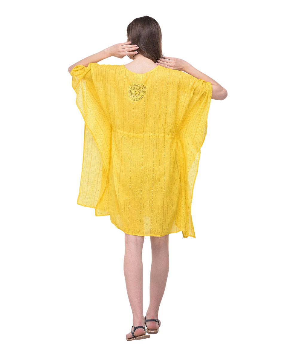 Yellow Adjustable Tunnel Waist Plus Size Tunic For Women