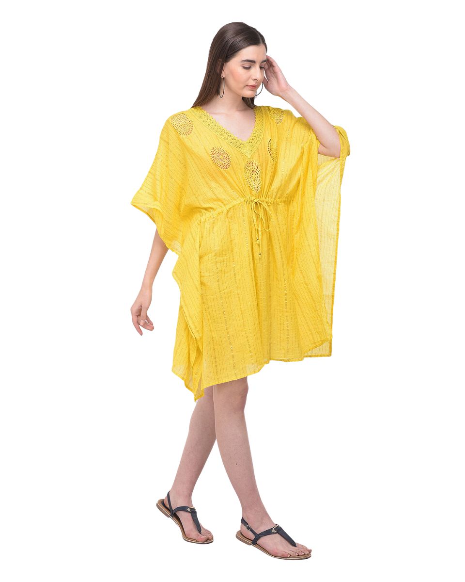 Yellow Adjustable Tunnel Waist Plus Size Tunic For Women