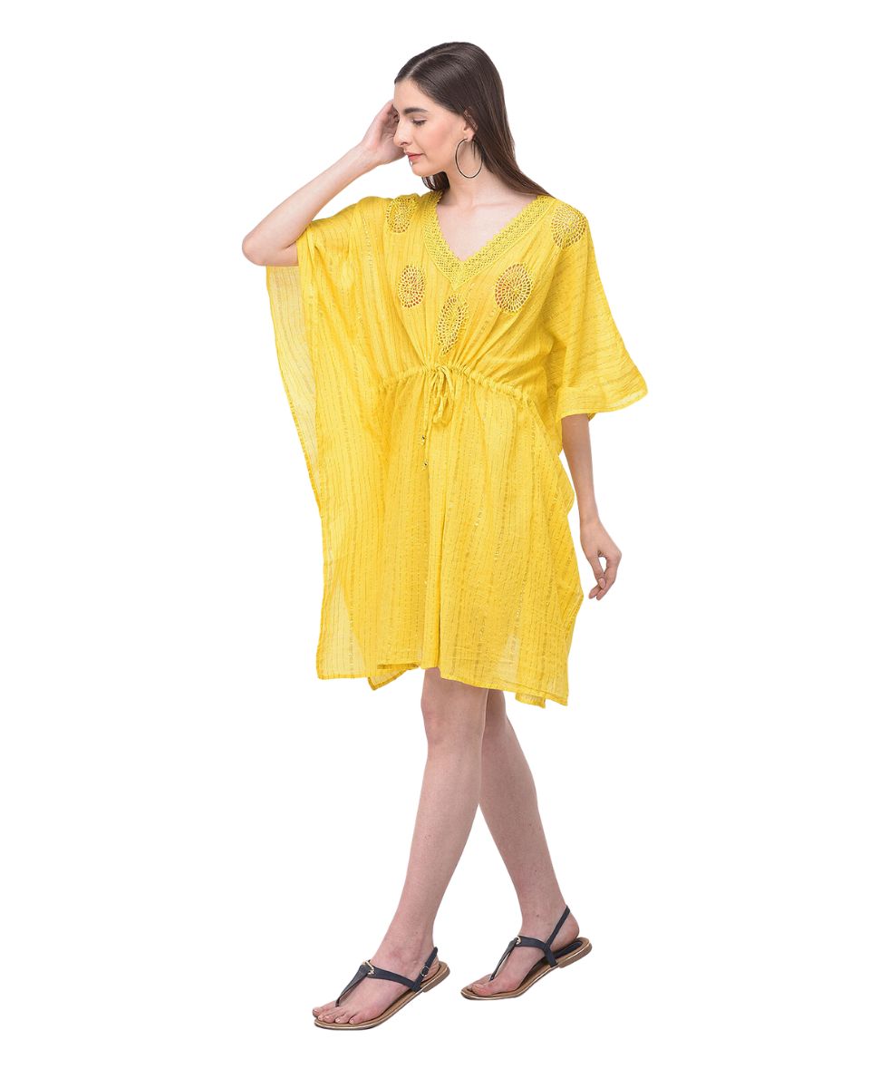 Yellow Adjustable Tunnel Waist Plus Size Tunic For Women