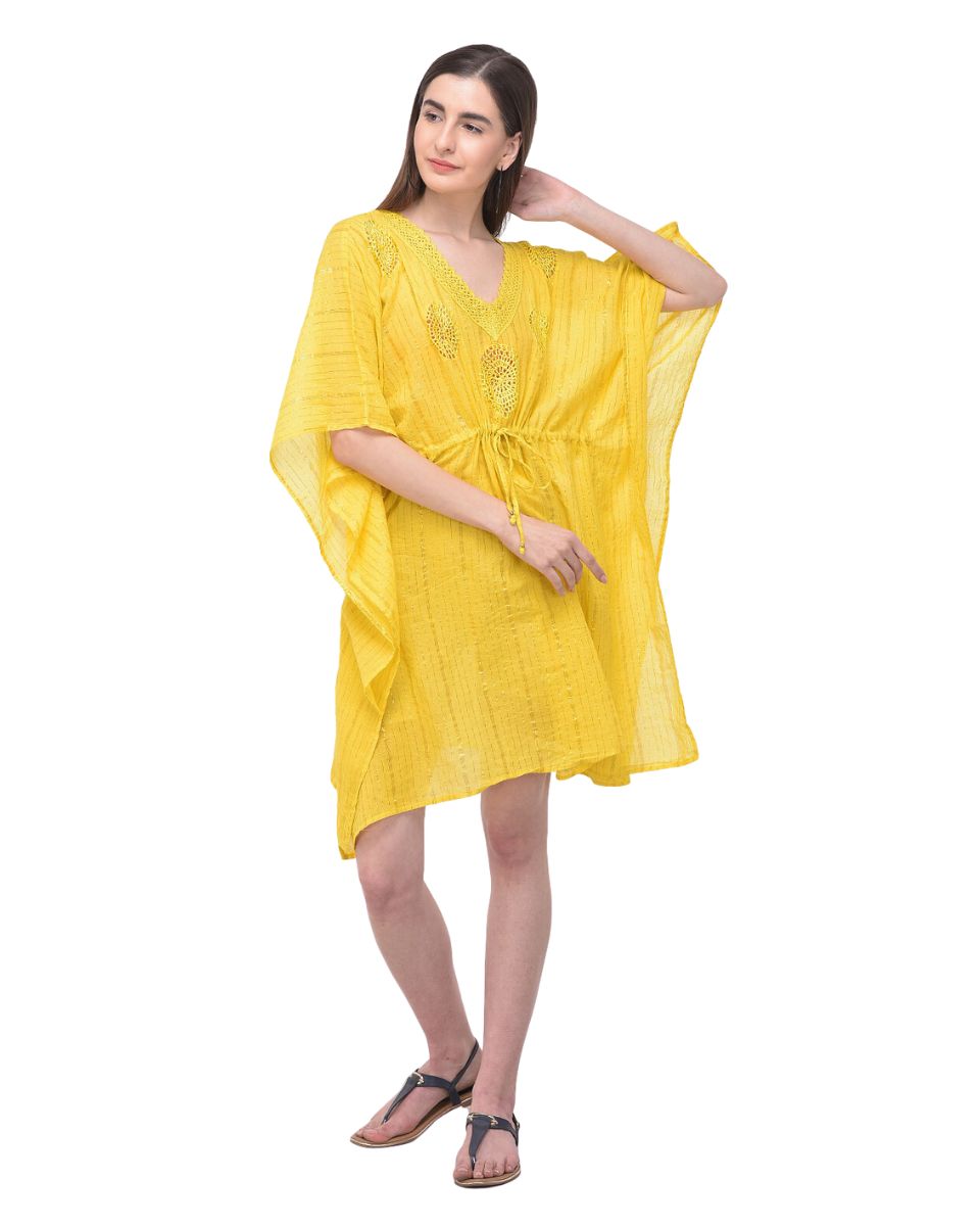 Yellow Adjustable Tunnel Waist Plus Size Tunic For Women