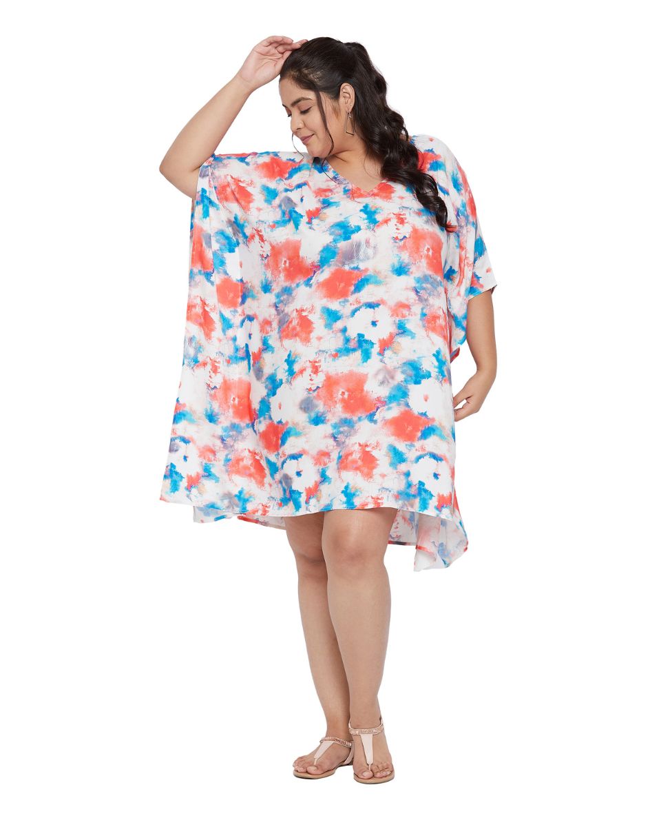 Top Floral Plus Size Kimono Sleeve Satin Tunic For Women